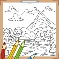 Nature Landscape Coloring Book
